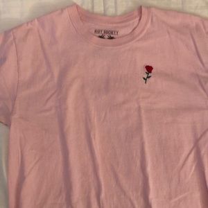 Men’s Pink T-shirt with embroidered Rose